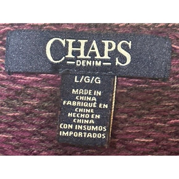 Chaps Brand Striped Purple Sweater 3/4 Sleeves Cotton Blend Women's Size Large - Picture 5 of 11